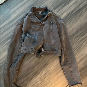 PrettyLittleThing Charcoal Denim Jacket